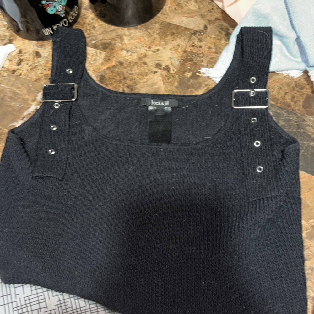 Black crop top with adjustable straps